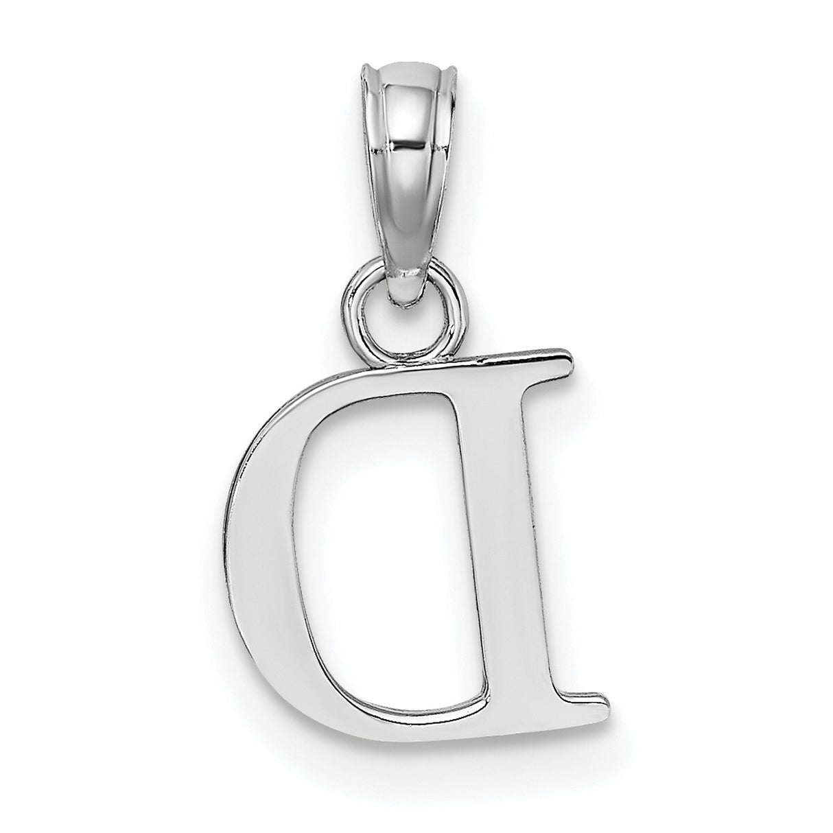 14k White Gold Initial D Pendant Charm, Block Letter Monogram Design for Women or Unisex Wear