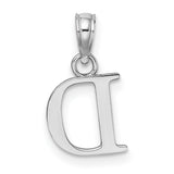 14k White Gold Initial D Pendant Charm, Block Letter Monogram Design for Women or Unisex Wear