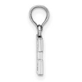 14k White Gold Initial E Pendant Charm, Polished Block Letter Design, Unisex Jewelry