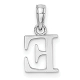 14k White Gold Initial E Pendant Charm, Polished Block Letter Design, Unisex Jewelry