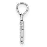 14k White Gold Initial F Pendant, Polished Block Letter Charm for Necklace or Bracelet