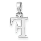 14k White Gold Initial F Pendant, Polished Block Letter Charm for Necklace or Bracelet