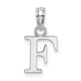 14k White Gold Initial F Pendant, Polished Block Letter Charm for Necklace or Bracelet