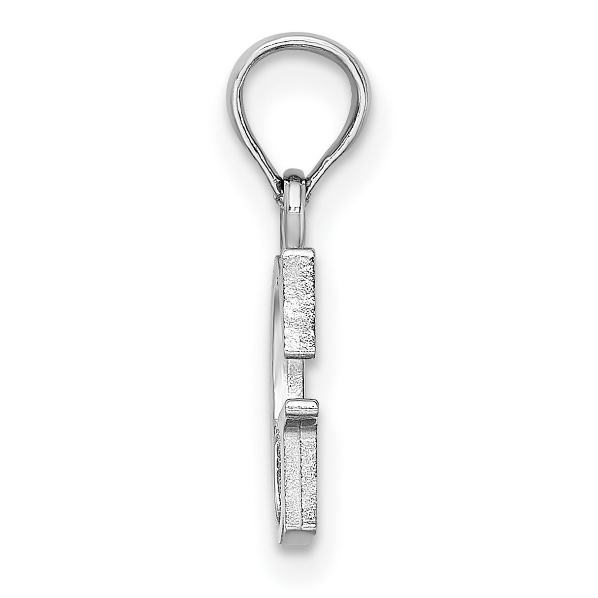 14k White Gold Letter G Pendant, Polished Uppercase Block Initial Charm