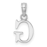 14k White Gold Letter G Pendant, Polished Uppercase Block Initial Charm