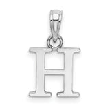14k White Gold Pendant, Polished Uppercase H Letter Charm, Dainty Monogram Jewelry