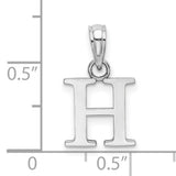 14k White Gold Pendant, Polished Uppercase H Letter Charm, Dainty Monogram Jewelry
