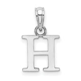 14k White Gold Pendant, Polished Uppercase H Letter Charm, Dainty Monogram Jewelry