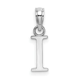 14k White Gold Initial Pendant with Polished Block Letter I Charm, Unisex Monogram Jewelry