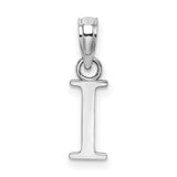 14k White Gold Initial Pendant with Polished Block Letter I Charm, Unisex Monogram Jewelry