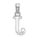 14k White Gold Initial Pendant, Polished Letter J Charm with Decorative Serif Curl