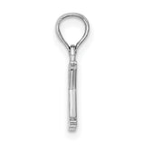 14k White Gold Letter K Pendant Charm, Polished Block Initial, Dainty Monogram Jewelry for Women