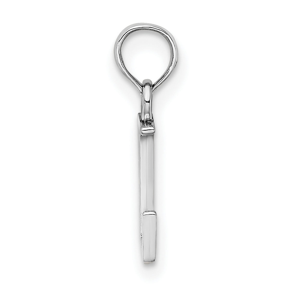 14k White Gold Letter L Pendant, Polished Block Initial Charm for Women