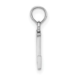 14k White Gold Letter L Pendant, Polished Block Initial Charm for Women