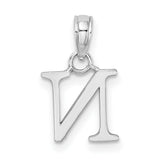 14k White Gold Initial N Pendant, Polished Serif Letter Charm for Women or Unisex Use