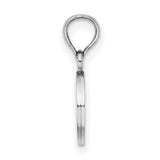 14k White Gold Letter O Pendant Charm, Polished Block Initial, Modern Flat Design