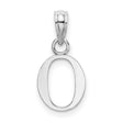 14k White Gold Letter O Pendant Charm, Polished Block Initial, Modern Flat Design