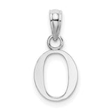 14k White Gold Letter O Pendant Charm, Polished Block Initial, Modern Flat Design