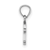 14k White Gold Letter P Pendant, Polished Serif Initial Charm, Minimalist Monogram Jewelry
