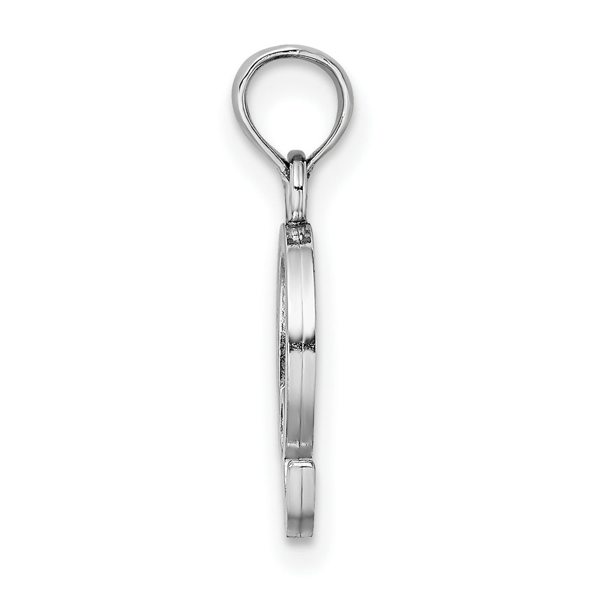14k White Gold Letter Q Pendant, Polished Script Initial Charm for Women