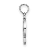 14k White Gold Letter Q Pendant, Polished Script Initial Charm for Women