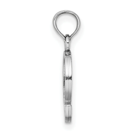 14k White Gold Letter Q Pendant, Polished Script Initial Charm for Women