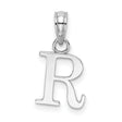 14k White Gold Initial R Pendant, Polished Block Letter Alphabet Charm for Women