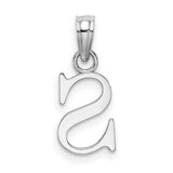 14k White Gold Letter S Pendant, Polished Serif Initial Charm, Minimalist Alphabet Design