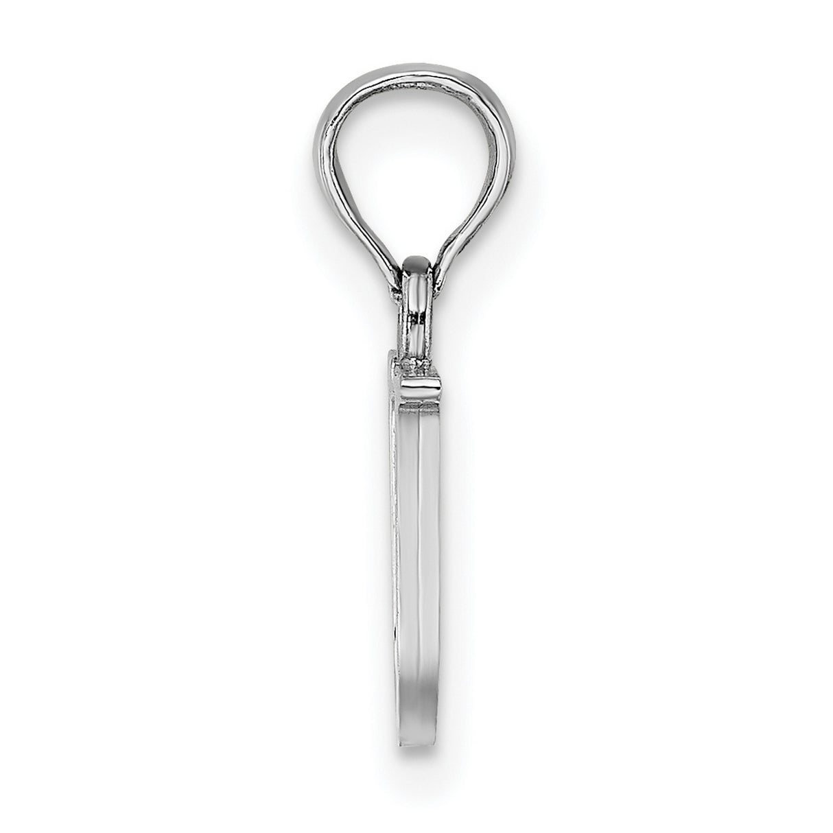 14k White Gold Letter U Pendant Charm, Polished Block Initial Monogram Jewelry
