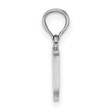 14k White Gold Letter U Pendant Charm, Polished Block Initial Monogram Jewelry