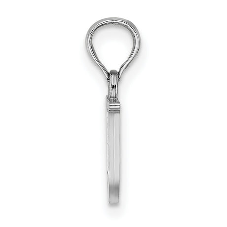 14k White Gold Letter U Pendant Charm, Polished Block Initial Monogram Jewelry
