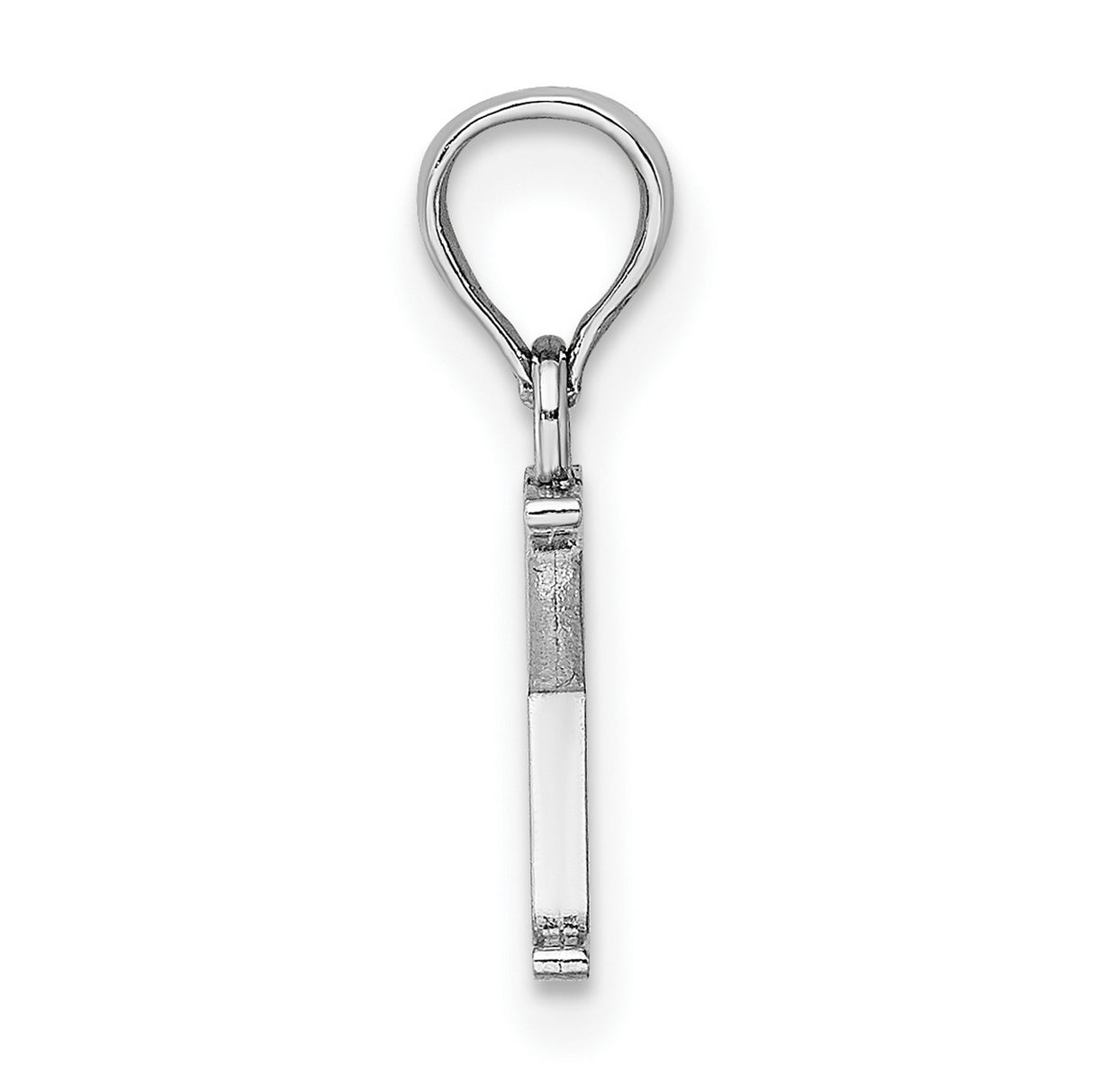 14k White Gold Letter X Pendant, Polished Block Initial Charm in Serif Font