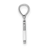 14k White Gold Letter X Pendant, Polished Block Initial Charm in Serif Font