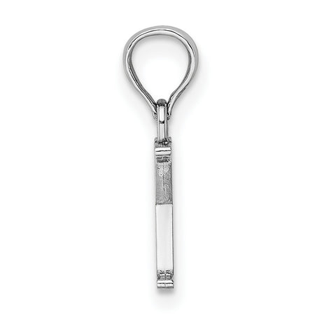 14k White Gold Letter X Pendant, Polished Block Initial Charm in Serif Font