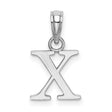 14k White Gold Letter X Pendant, Polished Block Initial Charm in Serif Font