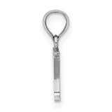 14k White Gold Letter Y Pendant, Block Initial Charm with Polished Finish