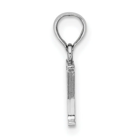14k White Gold Letter Y Pendant, Block Initial Charm with Polished Finish