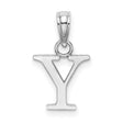 14k White Gold Letter Y Pendant, Block Initial Charm with Polished Finish