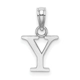 14k White Gold Letter Y Pendant, Block Initial Charm with Polished Finish