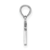 14k White Gold Letter Z Pendant, Polished Block Alphabet Charm for Women or Unisex Wear