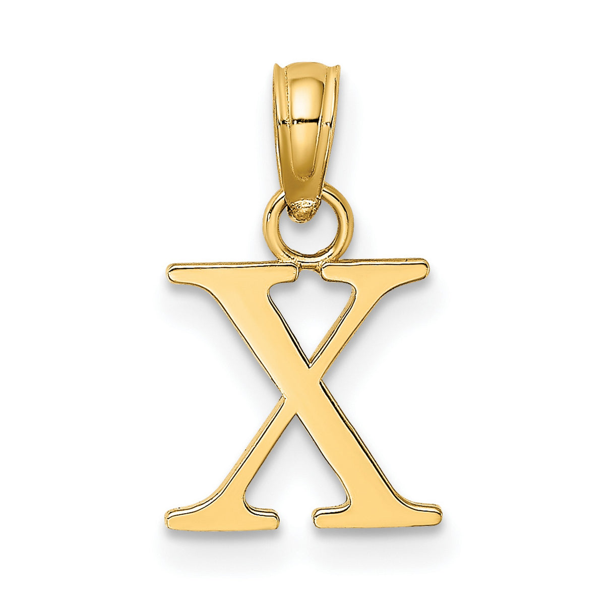 14k Yellow Gold Block Letter X Pendant Charm, Polished Initial Jewelry for Women or Unisex Wear