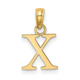 14k Yellow Gold Block Letter X Pendant Charm, Polished Initial Jewelry for Women or Unisex Wear