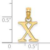 14k Yellow Gold Block Letter X Pendant Charm, Polished Initial Jewelry for Women or Unisex Wear