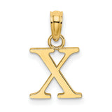 14k Yellow Gold Block Letter X Pendant Charm, Polished Initial Jewelry for Women or Unisex Wear