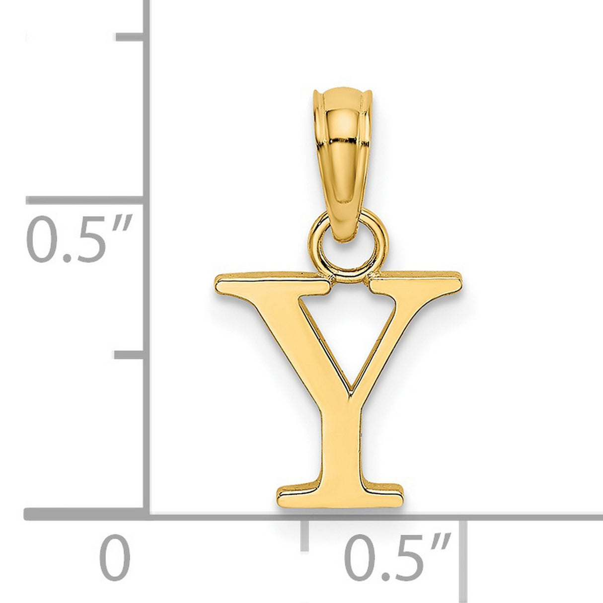 Polished Block Letter Y Initial Charm Pendant in Real 14k Yellow Gold