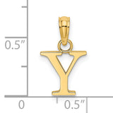 Polished Block Letter Y Initial Charm Pendant in Real 14k Yellow Gold