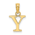 Polished Block Letter Y Initial Charm Pendant in Real 14k Yellow Gold