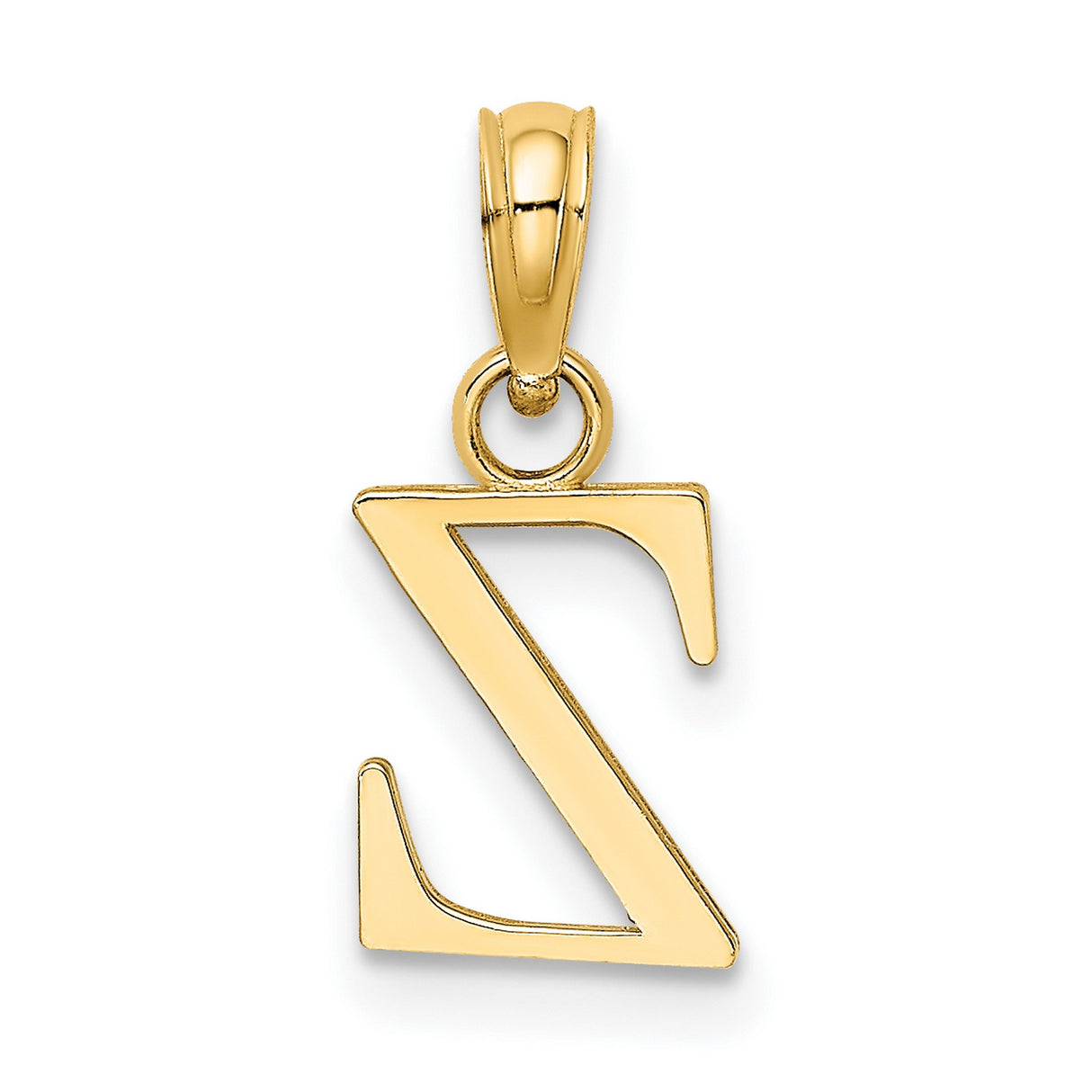 Polished Block Letter Z Initial Charm Pendant in Real 14k Yellow Gold