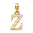Polished Block Letter Z Initial Charm Pendant in Real 14k Yellow Gold