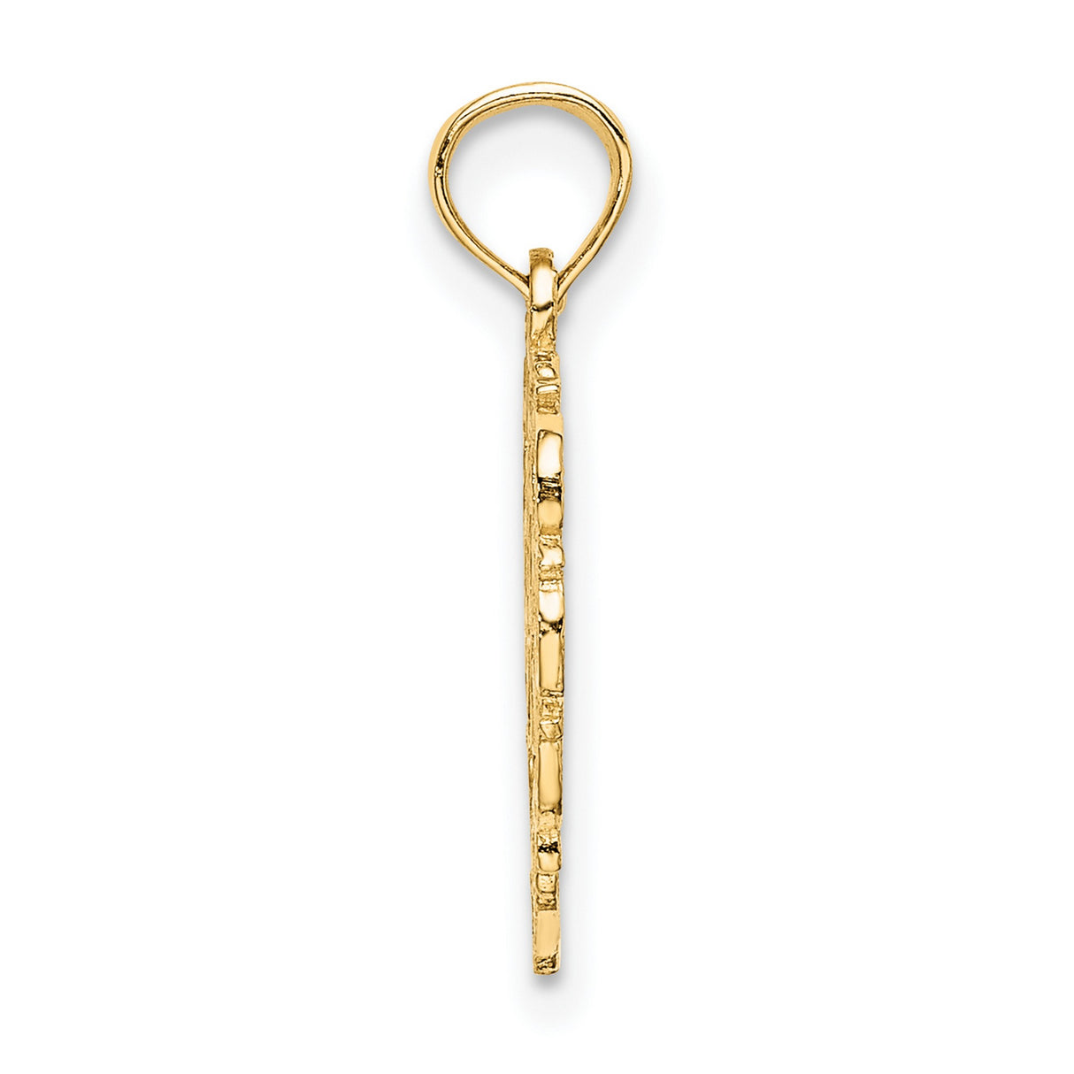 14k Yellow Gold Heart Pendant with Script Letter R, Ornate Initial Charm for Women